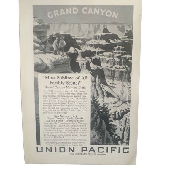 Vintage 1927 Union Pacific Grand Canyon Ad Advertisement - Picture 4 of 4